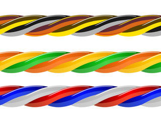 Multicolored computer cable isolated on white