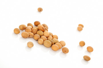 Soybeans isolated on white.