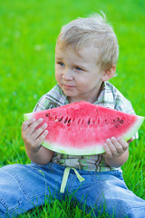 Kid with watermelon