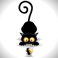 Cat Cartoon in Ambush-Gatto in Agguato e Topolino Clip Art