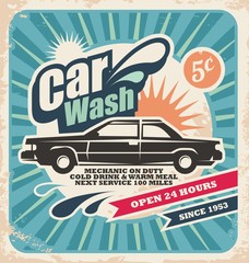 Affiche de lavage de voiture rétro