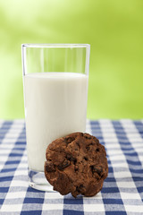 Glass of milk and chocolate chip cookie