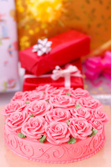 Cake and gift boxes