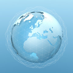 Erdball,  Internet und Netzwerk - 3D Illustration / Grafik