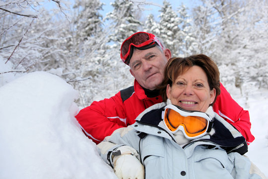 Senior Couple In The Snow