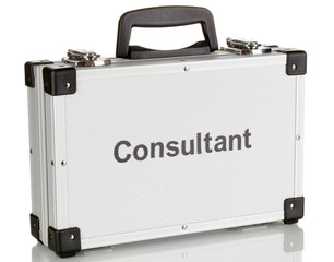 Silvery diplomat (suitcase) isolated on white