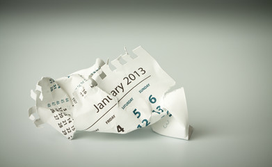 January. Crumpled calendar sheet