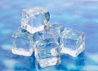 Ice on brightblue background