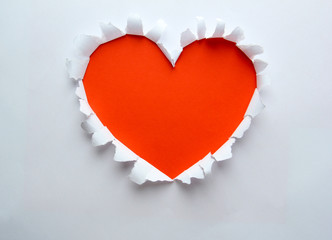 Naklejka na ściany i meble Beautiful torn paper in heart shape symbol