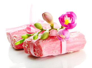 Natural handmade soap, isolated on white