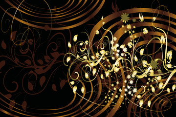 floral cuivre et or