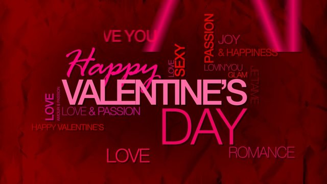 Happy Valentine's Day word tag cloud animation