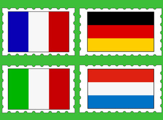 postage stamps with flags