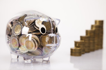 Piggy bank and money 