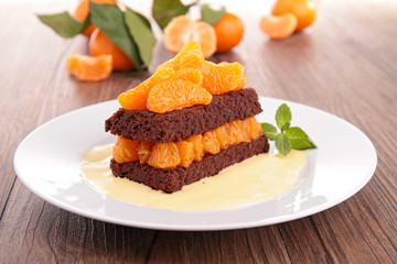 chocolate cake with clementine