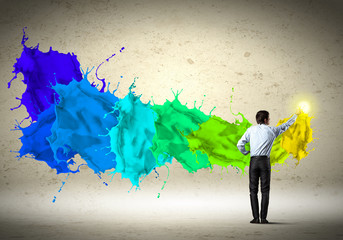 Man painting splashes