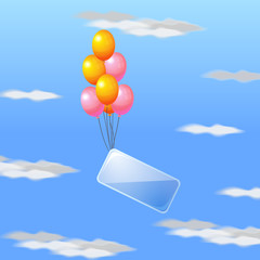 Flying balloons with place for text