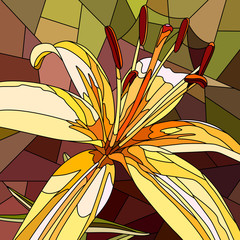 Naklejki  Vector illustration of flower yellow lily.