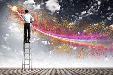 Man painting splashes
