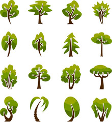 Stylized vector icons trees