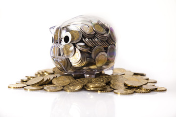 Piggy bank and money 