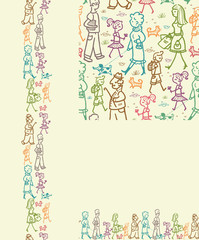 Vector people on the street seamless pattern background and