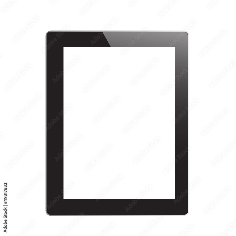 Wall mural tablet computer. black frame vector tablet pc with white screen.