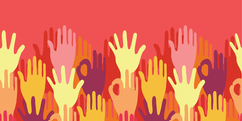 vector hands in the crowd horizontal seamless pattern background