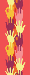 vector hands in the crowd vertical seamless pattern background