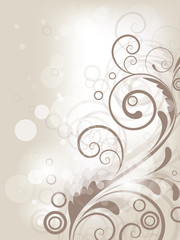 Floral spring background with swirls and flowers