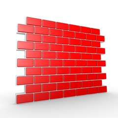 3D Red Brick Wall