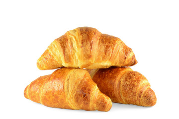 French croissants isolated on white background