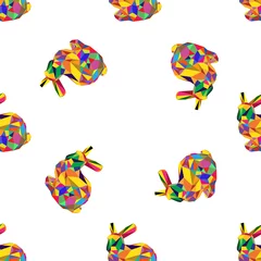 Stickers muraux Animaux géométriques motif de lapin de Pâques en origami coloré
