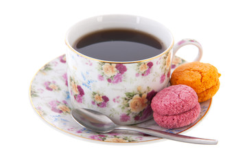 Cup tea with macaroons