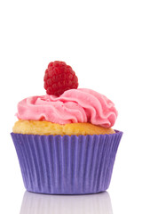 Fruit cupcake with pink buttercream