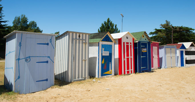 Beach huts on island Oleron in France