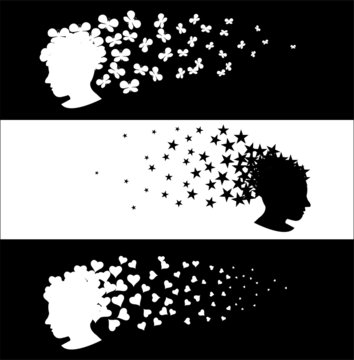 Retro silhouettes with girls