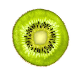 Beautiful slice of fresh juicy kiwi isolated on white background