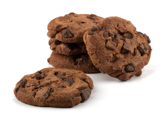 Chocolate chips cookies isolated on white backgournd