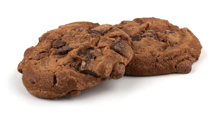 Chocolate chips cookies isolated on white backgournd