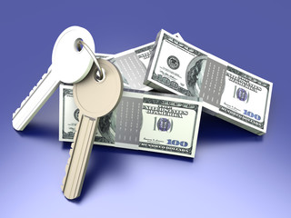Schlüssel mit Dollarscheinen