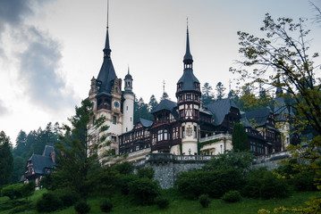 Fototapeta na wymiar The Peles Castle, a Neo-Renaissance castle in Romania