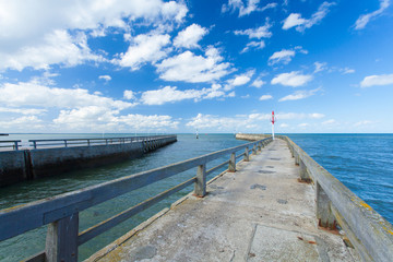 pontoon jetty and channel of grandcamp normandy