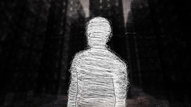 Man turns among the skyscrapers - Rotoscoping technique animatio