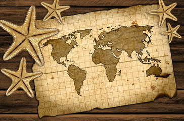 Naklejka na ściany i meble Karta świat w stylu antycznym