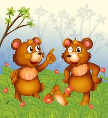 Gordijnen Twee beren in de tuin © GraphicsRF