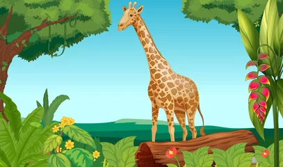 Crédence de cuisine en verre imprimé Animaux de la forêt Une girafe dans la forêt