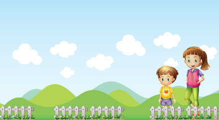 A young lady with a boy