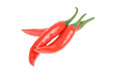 Red chili peppers isolated on the white