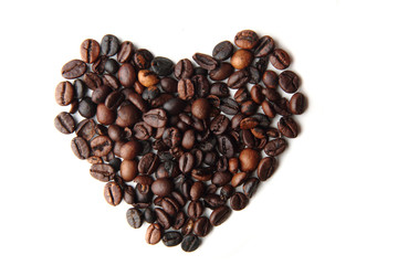 heart from coffee beans